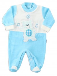 Picture baby footie chenille baby bear a b c. Colour turquoise, size 0-1 month