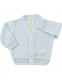 layette jacket mixed wool locomotive. Colour light blue, size 0-1 month