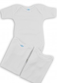 Image: cotton half sleeve bodysuit. Colour white, size 9-12 months