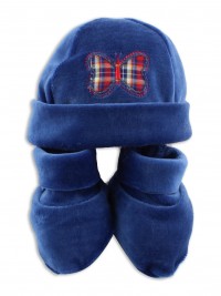 Picture hat and chenille butterfly shoes. Colour blue, one size