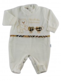 baby footie little chenille of mom. Colour creamy white, size 0-1 month