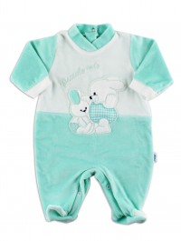 baby footie in my little chenille. Colour green, size 6-9 months