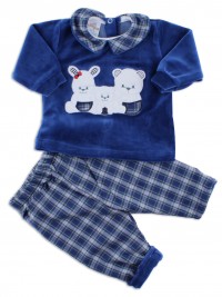 Picture baby footie outfit in chenille friends in partying. Colour blue, size 6-9 months