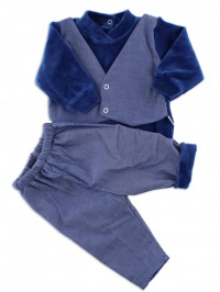 baby footie chenille outfit fabric vest. Colour blue, size 1-3 months