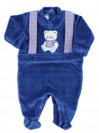 Picture baby footie in chenille baby bear elegant. Colour blue, size 1-3 months