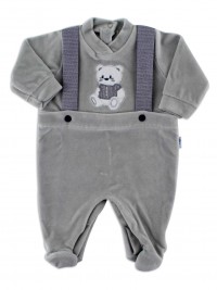 Picture baby footie in chenille baby bear elegant. Colour grey, size 3-6 months