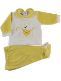 Picture baby footie outfit chenille pamper me. Colour yellow, size 3-6 months