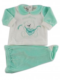 Picture baby footie outfit chenille pamper me. Colour green, size 3-6 months