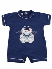 Image baby footie romper navy. Colour blue, size 3-6 months