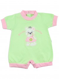 Picture baby footie romper little teddy bear. Colour pistacchio green, size 3-6 months