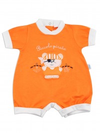 Picture baby footie romper little pirate. Colour orange, size 3-6 months