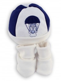 cotton parachute hat and shoes. Colour blue, one size