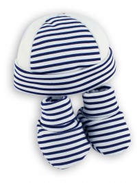 striped cotton hat and shoes. Colour blue, one size