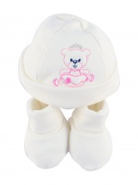 cotton ballerina hat and shoes. Colour pink, one size