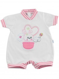 Baby Bunny Romper. Colour coral pink, size 3-6 months