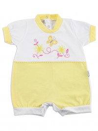 Image baby footie romper butterfly. Colour yellow, size 1-3 months