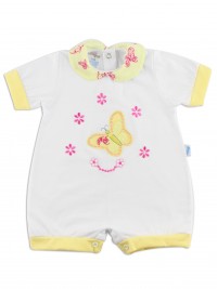 Image baby footie romper butterfly. Colour white, size 0-1 month