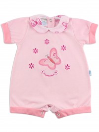 Image baby footie romper butterfly. Colour pink, size 6-9 months