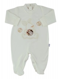 Picture cotton baby footie jersey rabbit rabbit rabbit. Colour creamy white, size 3-6 months