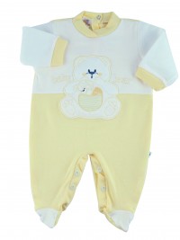Image cotton baby footie interlock baby bear. Colour yellow, size 1-3 months