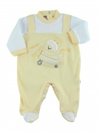 Image cotton baby footie interlock fly ooohhh. Colour yellow, size 1-3 months