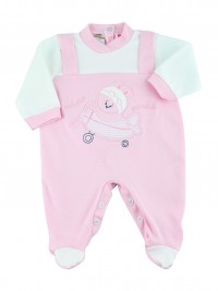 cotton baby footie interlock fly ooohhh. Colour pink, size 6-9 months