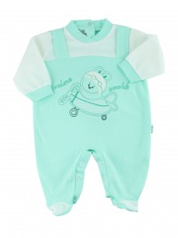 cotton baby footie interlock fly ooohhh. Colour green, size 6-9 months