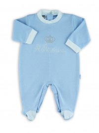 cotton baby footie interlock little princes. Colour light blue, size 3-6 months
