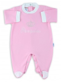 Image cotton baby footie interlock little princes. Colour pink, size 0-1 month