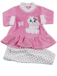 Picture baby footie outfit in chenille kitten friend. Colour coral pink, size 0-1 month