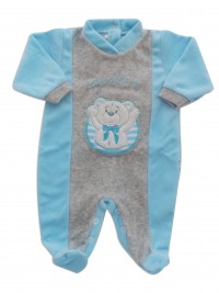 Image baby footie chenille cuddly. Colour turquoise, size 0-1 month