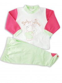 Picture baby footie outfit cotton baby bear. Colour coral pink, size 3-6 months
