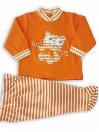 Image baby footie outfit cotton love. Colour orange, size 3-6 months