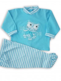 Image baby footie outfit cotton love. Colour turquoise, size 3-6 months