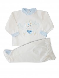 Picture baby footie outfit in very tender cotton. Colour creamy white, size 3-6 months