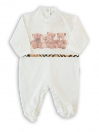 Image cotton baby footie jersey teddy bears plush. Colour creamy white, size 1-3 months