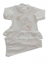 Picture baby footie outfit clinic chenille love. Colour creamy white, size 3-6 months