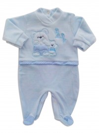 baby footie chenille baby. Colour light blue, size 6-9 months