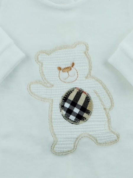 Picture baby footie chenille baby bear hello. Colour creamy white, size 3-6 months 2