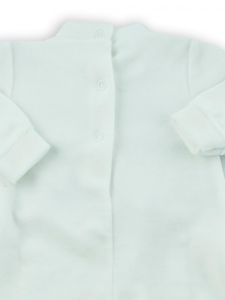 Picture baby footie chenille vest and bow tie fabric. Colour creamy white, size 0-1 month 2