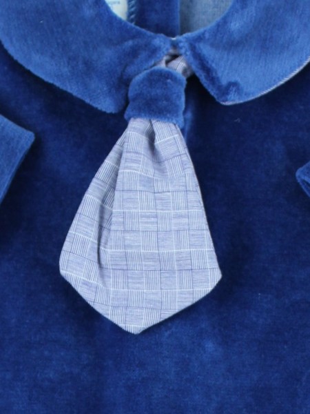 Picture baby footie chenille necktie fabric. Colour blue, size 1-3 months 2