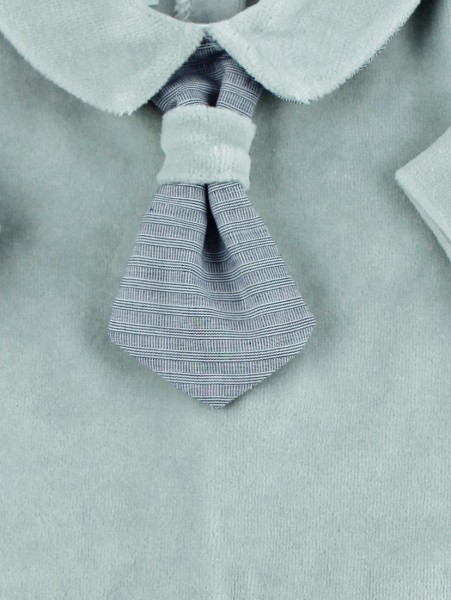 Picture baby footie chenille necktie fabric. Colour grey, size 3-6 months 2