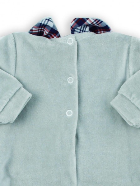 Image baby footie chenille vest Scottish fabric. Colour grey, size 0-1 month 2