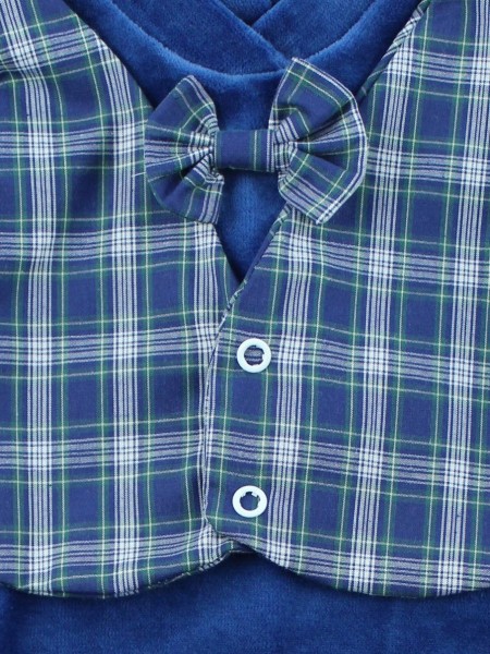 Picture baby footie chenille vest and bow tie fabric. Colour blue, size 0-1 month 2