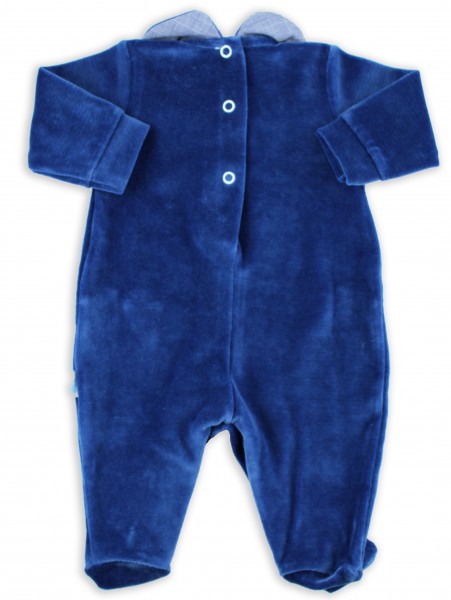 Picture baby footie chenille necktie fabric. Colour blue, size 1-3 months 3