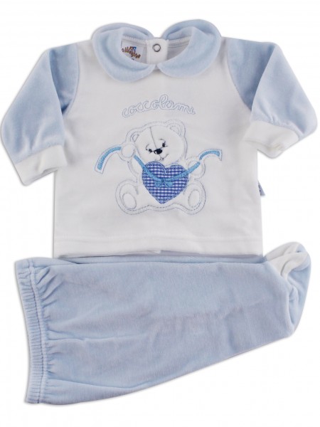 Picture baby footie outfit chenille pamper me. Colour light blue, size 3-6 months Light blue Size 3-6 months