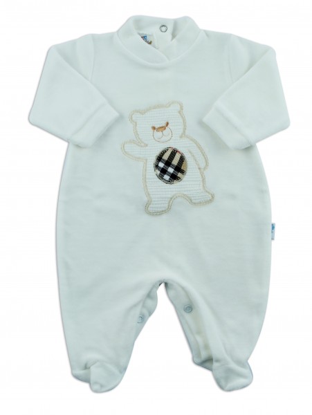 Picture baby footie chenille baby bear hello. Colour creamy white, size 3-6 months Creamy white Size 3-6 months