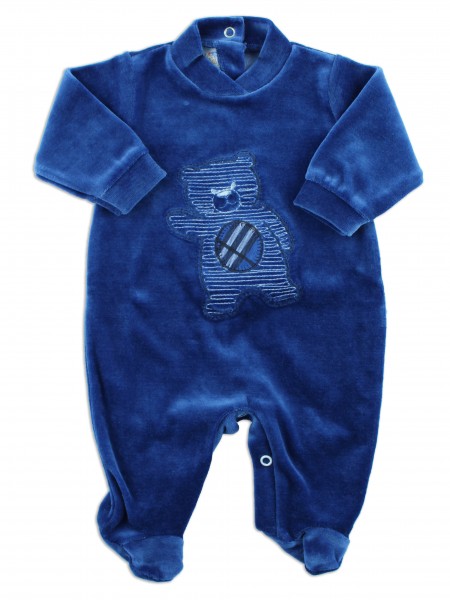 baby footie chenille baby bear hello. Colour blue, size 00 Blue Size 00