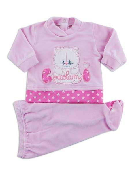 Picture baby footie chenille kitten cuddles me. Colour pink, size 3-6 months Pink Size 3-6 months