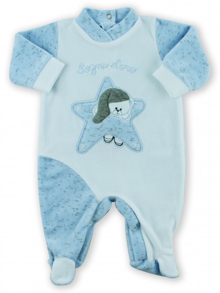 Picture baby footie chenille baby bear dreams gold. Colour light blue, size 0-1 month Light blue Size 0-1 month